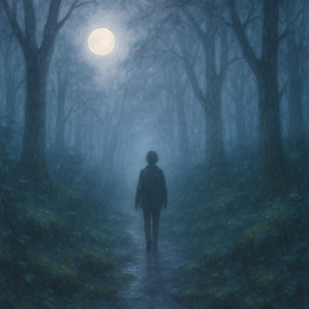 A Buddhist take on the dream of the forest with glowing paths